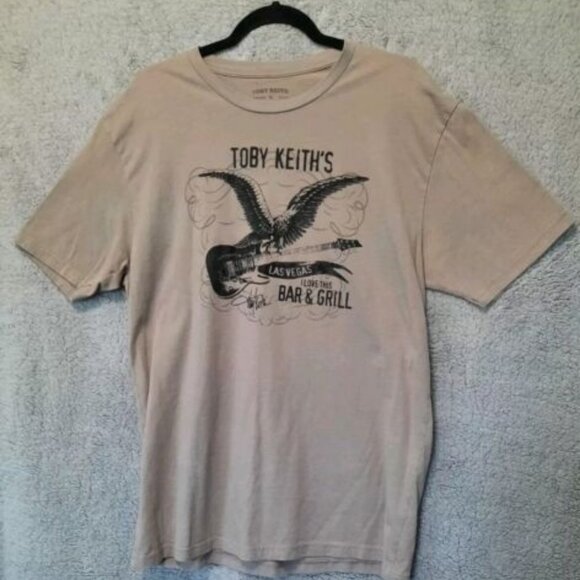 Toby Keith I Love This Bar Grill Las Vegas T-Shirt Gray Size Large Eagle Guitar - Picture 2 of 10